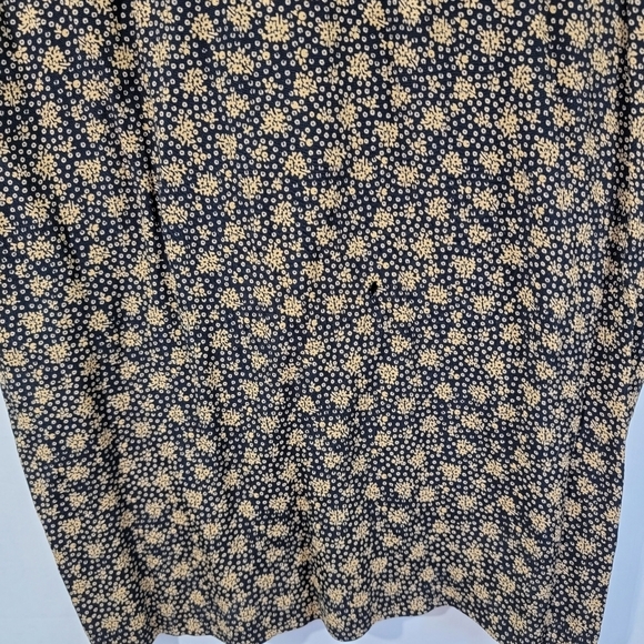 VTG CAROLE LITTLE Maxi Dress Sz 12 Black/Yellow Floral Long Sleeve Back Slit - Picture 5 of 12